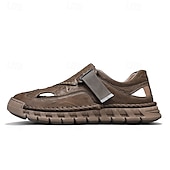billiga Avslappnade sandaler-herrsandaler bruna friluftssandaler med kardborreband och bekväm design för vandringsresor och vardagsbruk