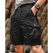 baratos Ar livre-Homens Bermuda Cargo Calção Shorts de verão Com Cordão Cintura elástica Bolso multi Tecido Conforto Vestível Comprimento do joelho Ao ar livre Esporte Diário Moda Casual Preto Amarelo
