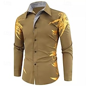 olcso Férfi gombos ingek-Férfi Ing Galléros ing Gombos póló Grafika Esküvő Vakáció Fekete Fehér Világoszöld Bor Hosszú ujj Gallér Nyár Tavasz Ruházat