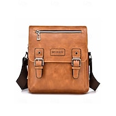 economico Borselli da uomo-Borsa a tracolla da uomo in similpelle – borsa a tracolla vintage con fibbia e tasca con cerniera, elegante e pratica per lavoro, viaggi e uso quotidiano – regalo perfetto per la festa del papà