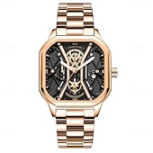 preiswerte Quarz-Uhren-Mode für Männer Armbanduhren Luxus Chronograph leuchtend wasserdicht Datum Mann Uhr quadratisches Zifferblatt Leder Quarz Herrenuhren