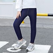 cheap Bottoms-Kids Girls&#039; Leggings Solid Color Daily School 4-12 Years Spring Black Navy Blue