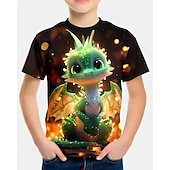 voordelige Jongens 3D Dieren-Jongens 3D Dinosaurus T-shirt Korte mouw Zomer Lente Modieus Basic Kinderen 4-12 jaar Strakke ronde hals Buiten Casual Dagelijks Normale pasvorm