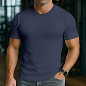 levne Pánská trička pro volný čas-Pánské Tričko Svalová košile Tričko s žebrovaným úpletem Tričko Top Krátké rukávy Tričkový Léto Celý rok Bez vzoru Pit Strip Módní Designové Základní Jednoduchý Dovolená ulice Ležérní Bílá Černá Šedá