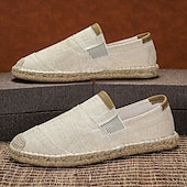 tanie Buty casual slip-on-męskie czarne espadryle wsuwane z podeszwą jutową - casualowe, wygodne obuwie letnie do noszenia na co dzień