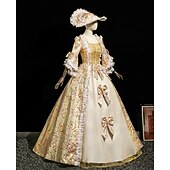 economico Vestiti-Vintage Rococò Rinascimento Maxi Vestito Normale A sbuffo Principessa Sposa Pieghettato Con Volant Principessa Girocollo Costume Per donna Halloween Carnevale Mascherata Performance Feste Halloween