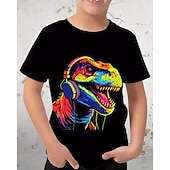 halpa Poikien 3D Eläimet-Poikien 3D Dinosaurus T-paita Lyhythihainen Kesä Kevät Muoti Perus Lapset 4-12 vuotta Tiukka pyöreä kaula-aukko ulko- Kausaliteetti Päivittäin Normaali