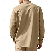 halpa miesten napillinen paita-Miesten Paita Kesä paita Rento paita Rantapaita Button Up paita Musta Valkoinen Purppura khaki Harmaa Pitkähihainen Kookospuu Nauhakaulus Loma Havaijilainen Painettu Vaatetus Polyesteri Muoti