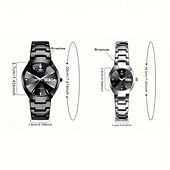 economico Orologi al quarzo-Orologio da coppia luminoso con quadrante rotondo, IPX7, impermeabile, al quarzo, con calendario e data, in acciaio inossidabile, alla moda, per donne e uomini, regalo per San Valentino.