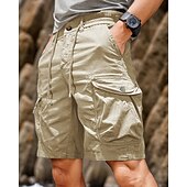 baratos Ar livre-Homens Bermuda Cargo Calção Shorts de verão Com Cordão Cintura elástica Bolso multi Tecido Conforto Vestível Comprimento do joelho Ao ar livre Esporte Diário Moda Casual Preto Amarelo