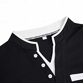 baratos Polo Clássico Masculino-Homens Camisa com gola listrada Manga Curta Decote V Com Recorte Verão Primavera Tecido Moda Básico Moderno Botões duas peças falsas Rua Casual Diário Preto Branco Azul Marinha Top Tee para Homens
