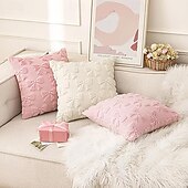 billige Trender innen puter-Fløyelsbroderi Rosa dekorative kastputer Deksel 1 stk Myk kvadratisk sofaputepute til soverom stue sofa stol