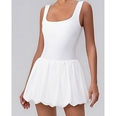 cheap Women's Tennis Dress-Women's Solid Colored Tennis Dress with Built in Shorts and Bra Sports Dress Sleeveless Pleated Tennis Golf Pickleball U Neck Dress Black White Yellow Spandex Tennis Clothing