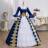 preiswerte Kleider-Vintage Rokoko Renaissance Maxi Kleid Normal Ein Hauch Prinzessin Braut Plissiert Gerüscht Prinzessin Rundhals Kostüm Damen Halloween Karneval Maskerade Leistung Party Halloween Erwachsene Ganzjahres
