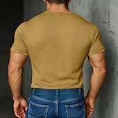cheap Basic T shirts-Men&#039;s T Shirt Knit Tee Tee Top Short Sleeve V Neck Summer Solid Color Fashion Designer Basic Knitted Vacation Street Casual Light Blue Yellow Beige Top Tee for Men