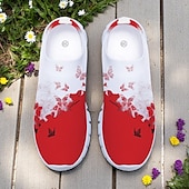 economico Sneakers da donna-Scarpe da passeggio da donna in maglia bianca con stampa di libellule colorate – slip-on casual leggere e traspiranti per passeggiate all&#039;aperto, viaggi estivi e uso quotidiano