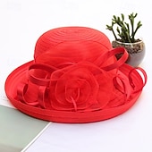 tanie czapki imprezowe-damskie organza kentucky kapelusze przeciwsłoneczne - szerokie rondo kwiatowe kapelusze kościelne kapelusz plażowy derby na przyjęcie herbaciane ślub suknia ślubna