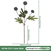 baratos Plantas e Flores Artificiais-1 maço de flores de dente-de-leão simuladas com 5 flores de bola de pingue-pongue, flor artificial de plástico de galho único para decoração de casamento, adereço interno, arranjo floral artificial
