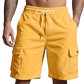 economico Pantaloncini casual-Per uomo Pantaloncini cargo Shorts Pantaloncini Estivi Coulisse Elastico in vita Multi-tasche Semplice Comodità Indossabile Lunghezza al ginocchio All&#039;aperto Sport Quotidiano Moda Casual Nero Bianco