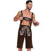 tanie Mężczyźni-Oktoberfest Haft Lederhosen bawarski Niemiecki Monachium Łąki Męskie Impreza Festiwal Piwa Tkanina w stylu tradycyjnym