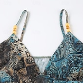 billige Boho topper-Dame Boho skjorte Bluse Blomsternål i krystall Moderne Bohem Ermeløs Med stropper Vanlige topper Daglig Ferie Ut på byen Trykt mønster Grønn Sommer
