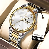 abordables Montres à quartz-878 nouvelle montre multifonctionnelle rétro pour hommes, double calendrier, veilleuse, montre à quartz étanche pour hommes