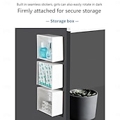 cheap Jewelry &amp; Cosmetic Storage-Wall-Mounted Flip Storage Boxes for Bathroom, No-Drill Makeup Organizer for Cotton Swabs, Hair Ties, Lipsticks, Ideal for Vanity, Bathroom, and Living Room