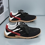 Χαμηλού Κόστους Ανδρικά Sneakers-Ανδρικά λευκά και κόκκινα αθλητικά αθλητικά παπούτσια με μαύρο σχέδιο και κορδόνια - αθλητικά, άνετα, ιδανικά για τρέξιμο, γυμναστήριο και casual ρούχα