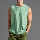 preiswerte Fitness Tank-Tops-Herren Tank Top Weste Unterhemd Ärmelloses Shirt Ärmellos Rundhalsausschnitt Sommer Einfach Mode Designer Basic Klassisch Urlaub Straße Ausgehen Schwarz Weiß Hellgrün Top T-Shirt für Herren