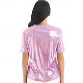 levne Topy-Retro 80. léta Blouznit Trička Disko Lesklý latexový patent Kov Dámské Hrdost předvečer Všech svatých Karneval hudební festival Pride Parade Měsíc hrdosti Dospělí Tričko Léto