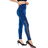 cheap Blue 3D Print-Women&#039;s Leggings Trousers 3D Print Chinos Vacation Vintage Streetwear Full Length High Waist Plain Printing Comfy Soft Comfortable Stretchy Outdoor Street Daily Blue Summer Skinny