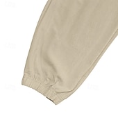 baratos Retrô-Homens Calças Cargo Calças de linho Calças Calça verão Calça casual Com Cordão Cintura elástica Bolso multi Tecido Conforto Respirável Comprimento total Casual Diário Feriado Férias Moda Preto Branco