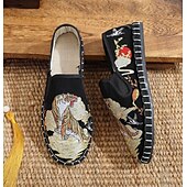 levne Pánské nazouváky a mokasíny-Pánské bílé espadrilky nazouvací boty s uměleckou výšivkou - stylová obuv s jedinečným tygřím designem