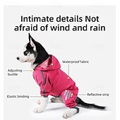 baratos capa de chuva-Capa de chuva para cachorro, capa de chuva impermeável com capuz, capa de chuva refletiva alta para animais de estimação com furo para guia para cães pequenos, médios e grandes