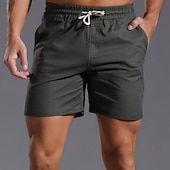 economico Classico-Per uomo Shorts Shorts di Lino Pantaloncini Estivi Shorts da Spiaggia Tasca Coulisse Elastico in vita Semplice Comodità Traspirante Corto Vacanza Ferie Spiaggia Hawaiano Boho Nero Bianco