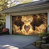 abordables Bannières de Garage et de Porte-Décorations de porte du 4 juillet Couvre-porte de garage Américain Patriote Aigle Bannière extérieure Grand fond pour décorations de garage extérieur à la maison
