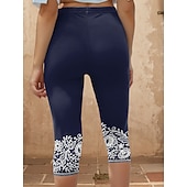  Leggings da donna Pantaloni Capri Stampa 3D Alta Elasticità Vacanza Vintage Moda Lunghezza polpaccio Vita alta Stampa grafica floreale Traspirante Morbido Elastico Formale Vacanza Ufficio Blu navy