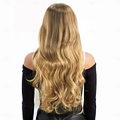 levne Syntetické trendy paruky-Syntetické paruky Vlnitá Curly Weave Vrstvený střih S ofinou na stroji Paruka 26&quot; A1 Umělé vlasy Dámské Elastický Klasické Pohodlné Blonďatá