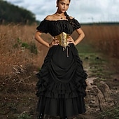 ieftine Pantalonii-Retro / vintage Punk și gotic Medieval Fustă Fata Goth Cu Volane Pentru femei Fantezie Steampunk Mascaradă Casul / Zilnic Adulți Fuste