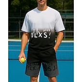 economico Camicia da uomo-US Open Per uomo Set sportivo Camicie e pantaloncini Set da tennis 2 Maniche Corte Traspirante Yoga Tennis Golf Grafico Nero Bianco Blu Abbigliamento da tennis