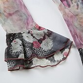 preiswerte Boho Tops-Damen Boho-Hemd Bluse Blume Modern Boho Langarm V Ausschnitt Normale Oberteile Täglich Ferien Netz Druck Purpur Sommer