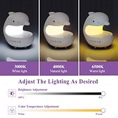 ieftine Lumini decorative-1 buc lumină de noapte mobilă cu încărcare wireless, player muzical, lumini colorate RGB, urmărește ritmul muzicii, drăguț în formă de delfin, mufă de tip C în dormitor, lumină de noapte cu funcție de
