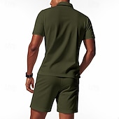 economico Polo Classico da Uomo-Per uomo Polo Polo con zip a un quarto All'aperto Abbigliamento quotidiano Bavero Manica Corta Moda Hawaiano Semplice 2 Pezzi Estate Vestibilità regolare Nero Bianco Blu marino Blu reale Verde Cachi