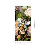 abordables Pegatinas de pared-Pegatina de ventana retro con diseño de flores y pájaros, de PVC, electrostática, no adhesiva, extraíble, con patrón de colores aleatorios.