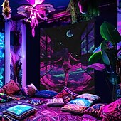 olcso Feketeművilágítás-Fekete fény szőttes világító a sötétben fényparti UV-reaktív szexis lány trükkös ködös függő szőttes falikép mural a nappaliba hálószobába