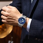cheap Quartz Watches-916 Men&#039;s Stainless Steel Watch – Luminous Dial, Multi-Function Quartz Movement, Calendar, 3ATM Waterproof, Elegant Business Style