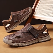 billiga Avslappnade sandaler-herrsandaler bruna friluftssandaler med kardborreband och bekväm design för vandringsresor och vardagsbruk