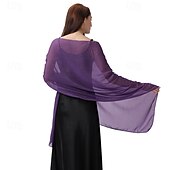 billige bryllup gjesteomslag-Sjal til kvinner Elegant Ermeløs Krepp Bryllup Wrap Med Glimmer Til Bryllup Vår sommer