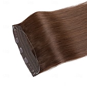 baratos Extensões de Cabelo com Adesivo-Extensões de cabelo de arame invisíveis, cabelo humano real, 20 polegadas-50g, 22 polegadas-80g, 4#, marrom, transparente, linha de peixe, clipes, apliques de cabelo humano para mulheres