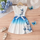 economico Vestiti casual-Bambini Ragazze Abito Vestito floreale Farfalla Senza Maniche All&#039;aperto Casuale Nodo da legare Moda Adorabile Poliestere Lunghezza al ginocchio Vestito Casual Abito a trapezio Estate Primavera Dai 4